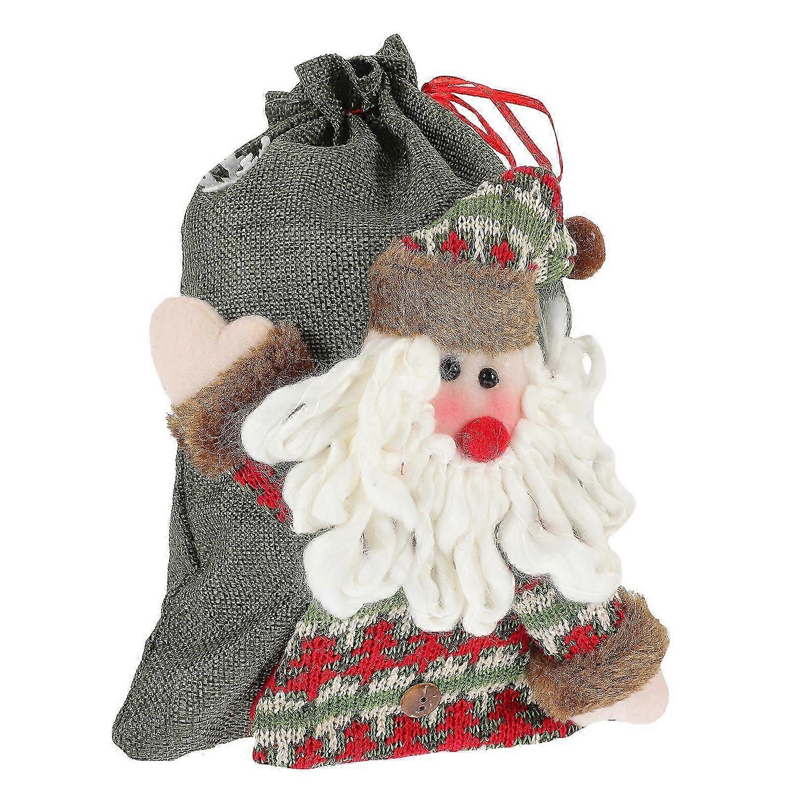 Green Santa Claus Patterned Pouch Candy Bag for Gift Storage 1Pcs