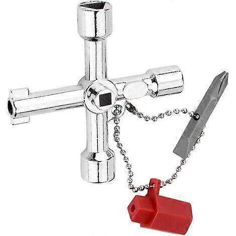Control cabinet key Cross key 4-way multi-function universal key, with bit for common cabinets and locking systems