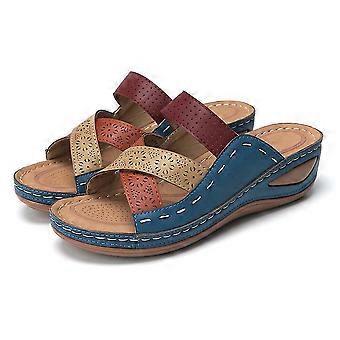 Hollow Crossed Strap Colorful Wedges Slippers Comfortable Breathable Shoes for Party Daily Work-nbh