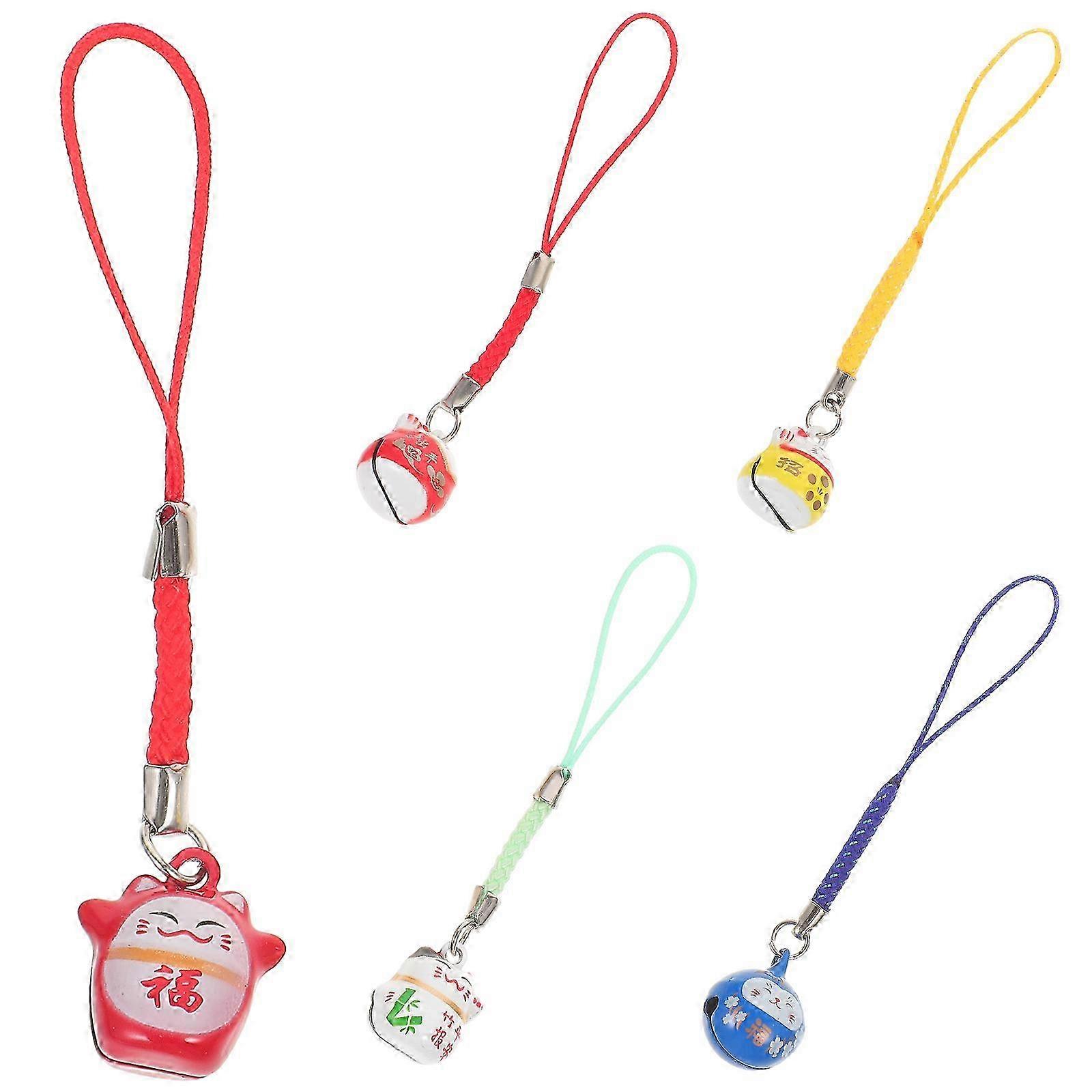 compatible withtune Cat Hanging Decor 5Pcs Copper Keychains with Bell