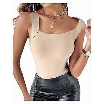 Regata modeladora feminina com decote em U e sutiã embutido, modelo sem mangas de alta elasticidade e modelagem justa, cor damasco.