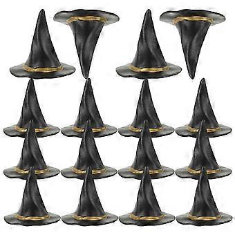 Miniature Witch Hats, Black Plastic Halloween Decorations, 24-Piece Set for DIY Crafts, Miniatures & Ornaments