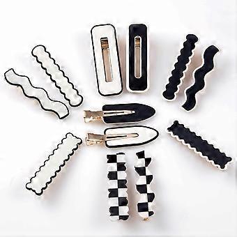 12PCS No Bend Fermagli Per Capelli Moda In Bianco E Nero Fermagli Per Capelli Belle Pins Per Le Donne Accessori Per Capelli Barrette Per Capelli In Acrilico Per Le Donne Con Spessore Thi