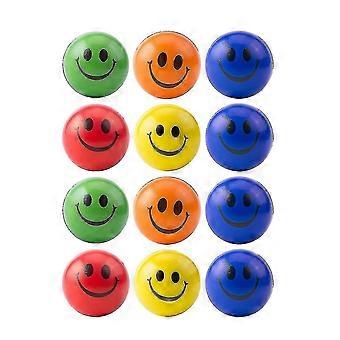 12 Pcs/lot 6.3cm Smile Foam Ball Squeeze Stress Ball Relief Toy Hand Wrist Exercise Toy Balls For C
