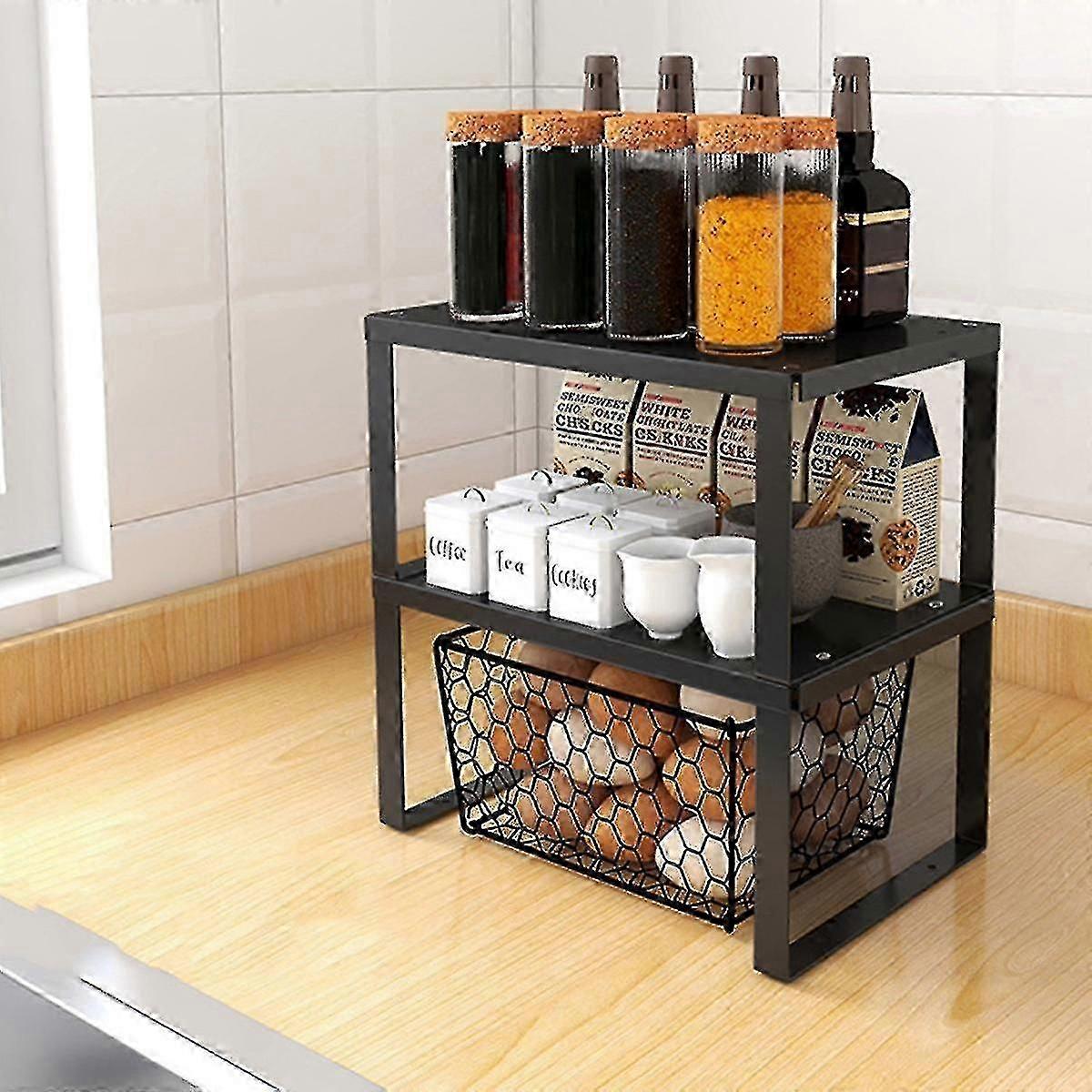 simple kitchen countertop layered shelf desktop inner compartment m