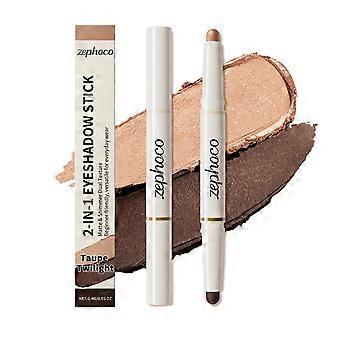 Zephoco two in one double effect eye shadow stick (champagne gold/matte brown) natural color development, brightening and easy coloring, daily externa