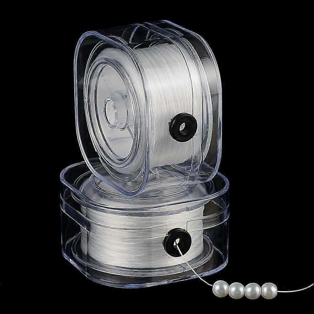 Flat Elastic String Elastic Beading Thread for Stretch Bracelet Making White 0.6mm 174.98 Yards(160m)/Roll