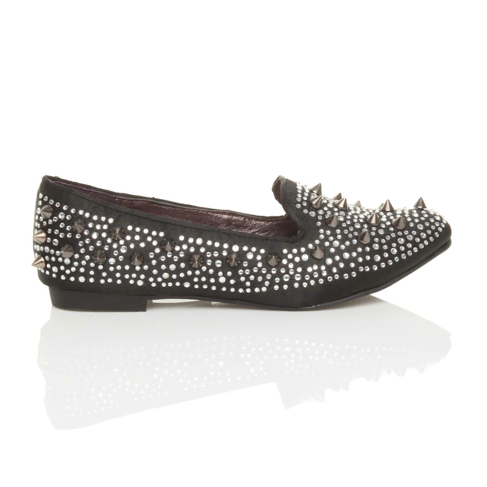 Flat Studded Spike Diamante Loafers