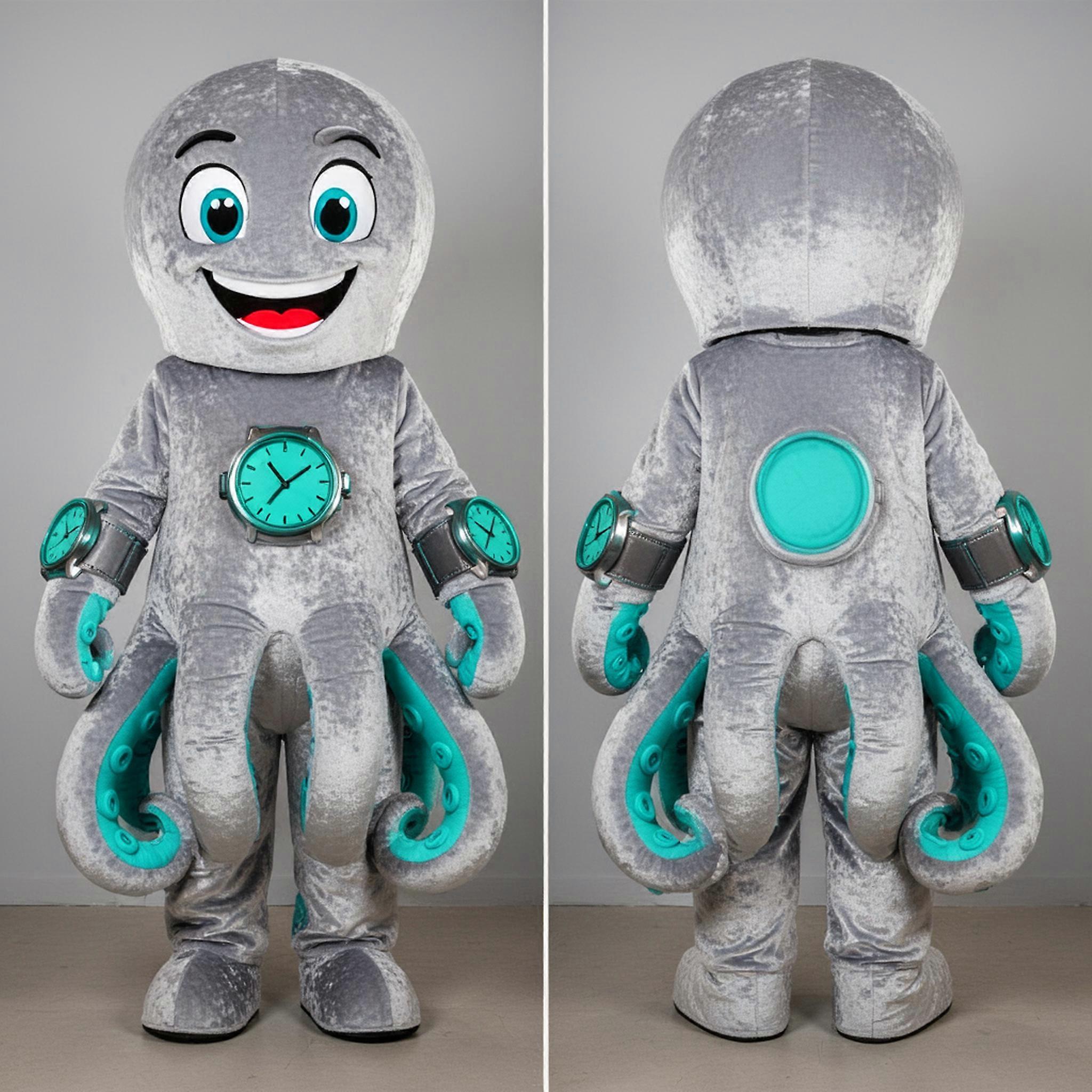 MASTICOT Silver Velvety Octopus Mascot