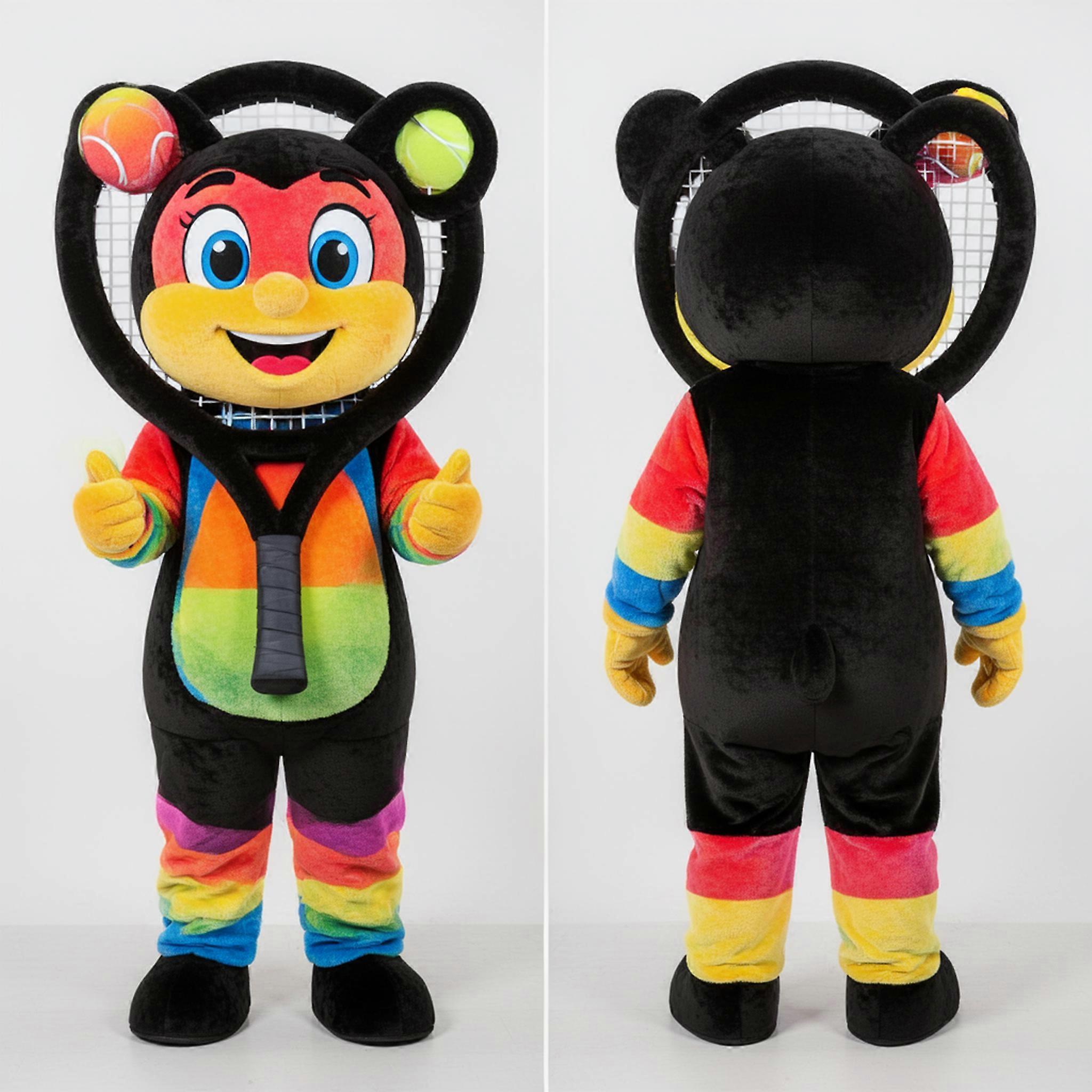 MASTICOT Black Rounded Tennis Racket Mascot
