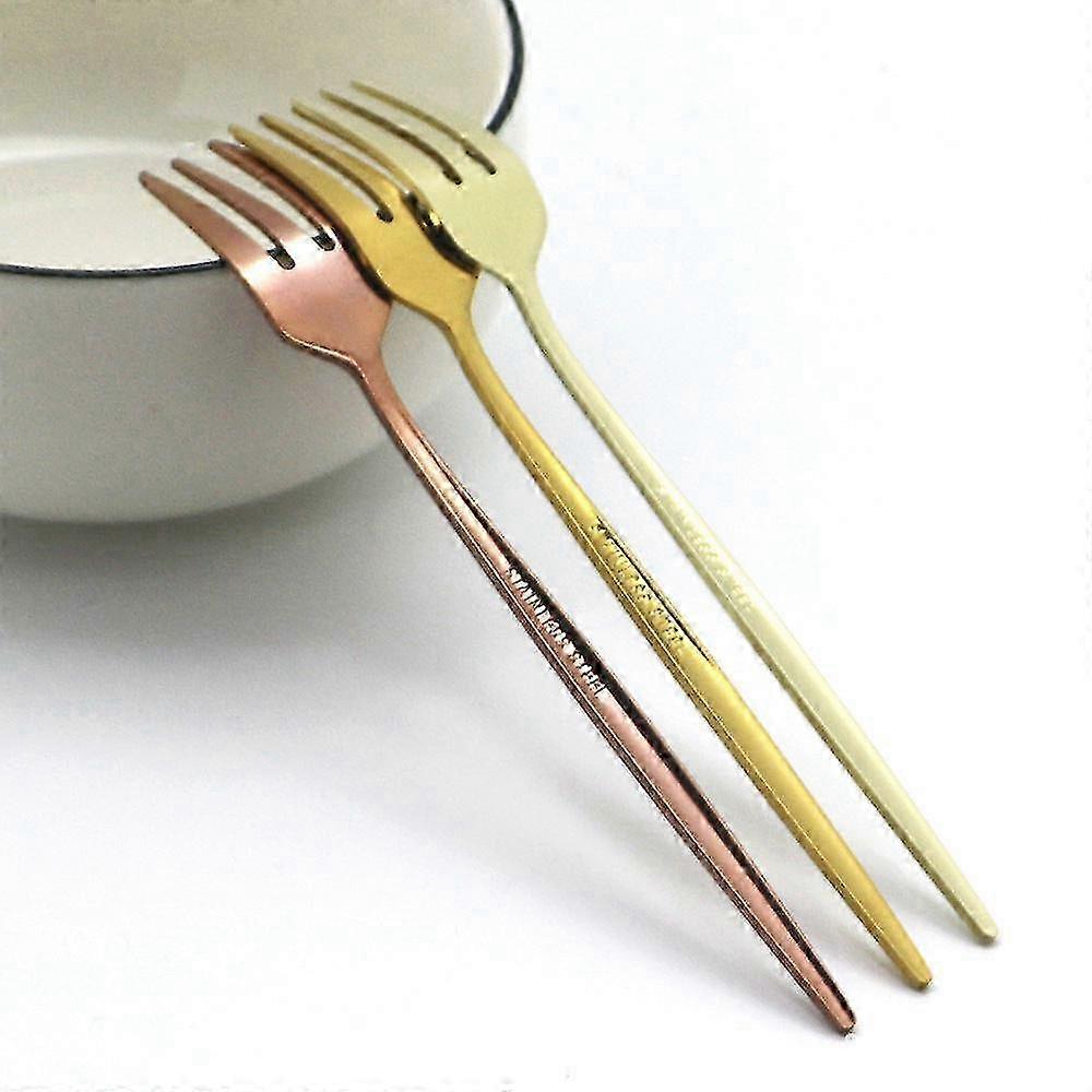 Mirror-Polished Three-Tine Dessert Fork
