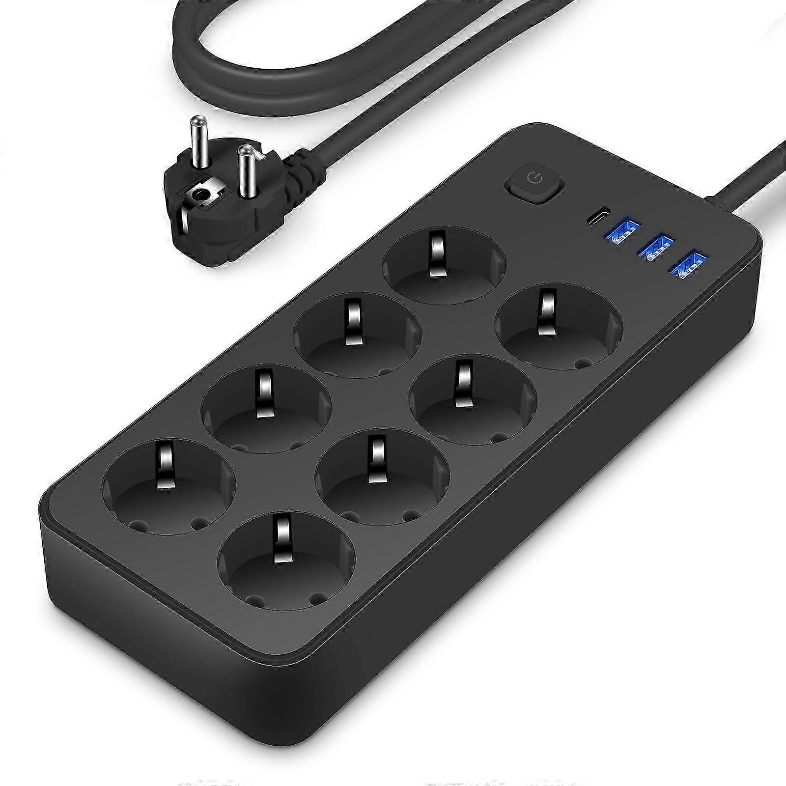 EU Wall-Mountable 8-Outlet Power Strip