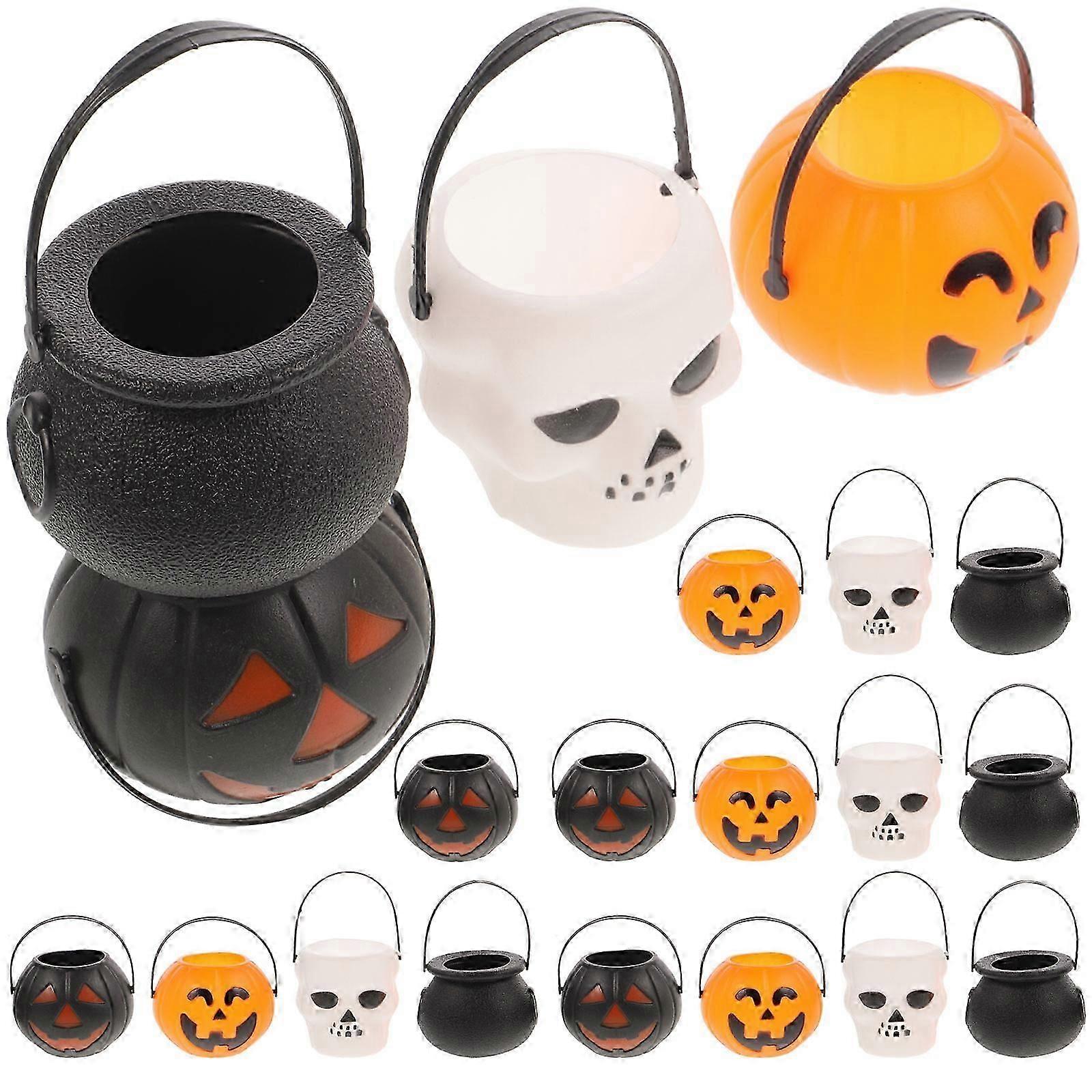 72Pcs Ghost Design Halloween Plastic Candy Buckets Holder