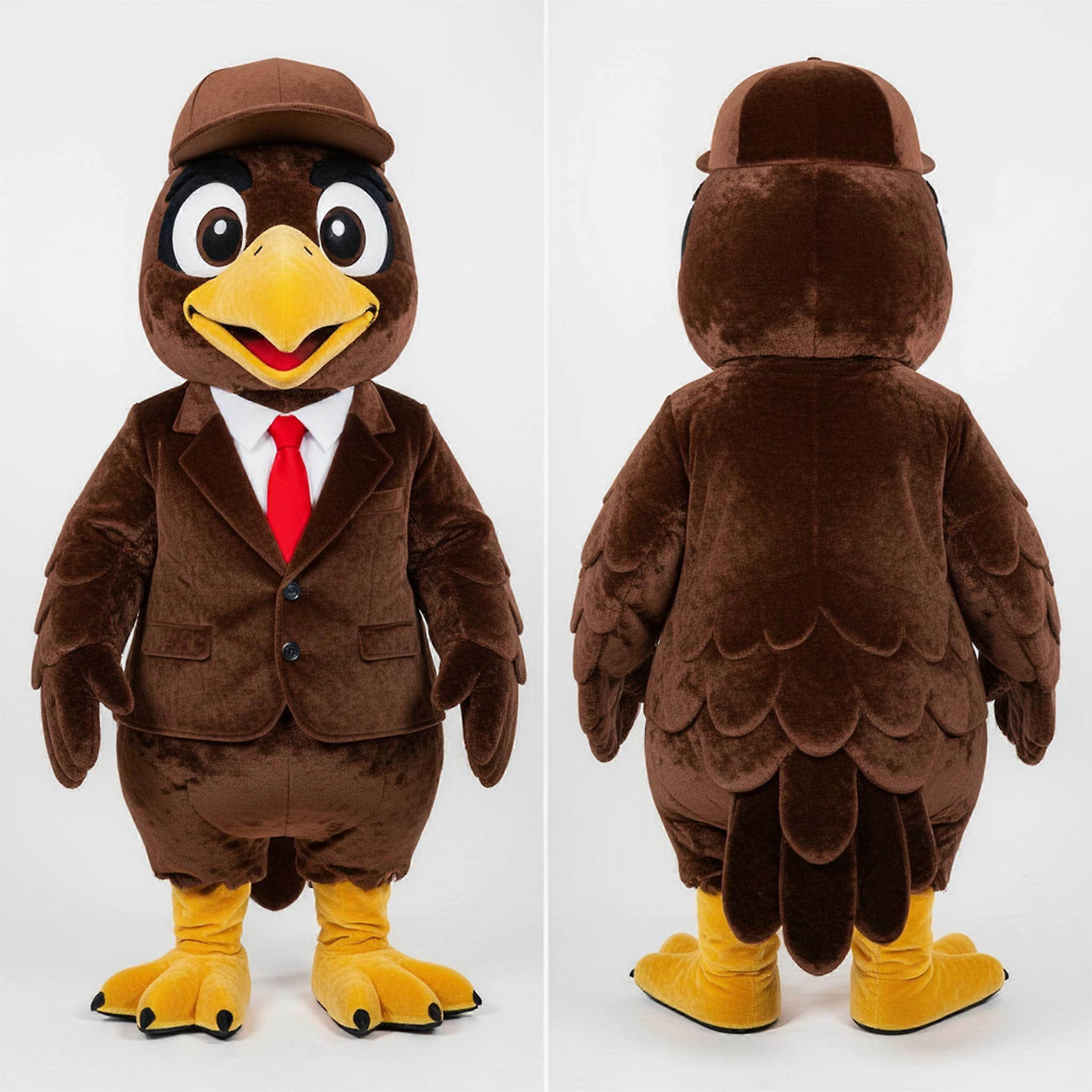 MASTICOT Velvety Brown Feathered Crow Mascot