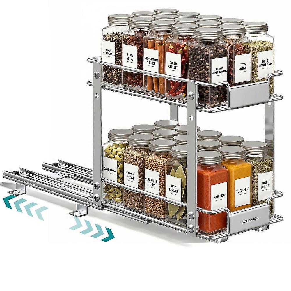 2 Tier Pull Out Spice Rack for inside Cabinets 1.2"D