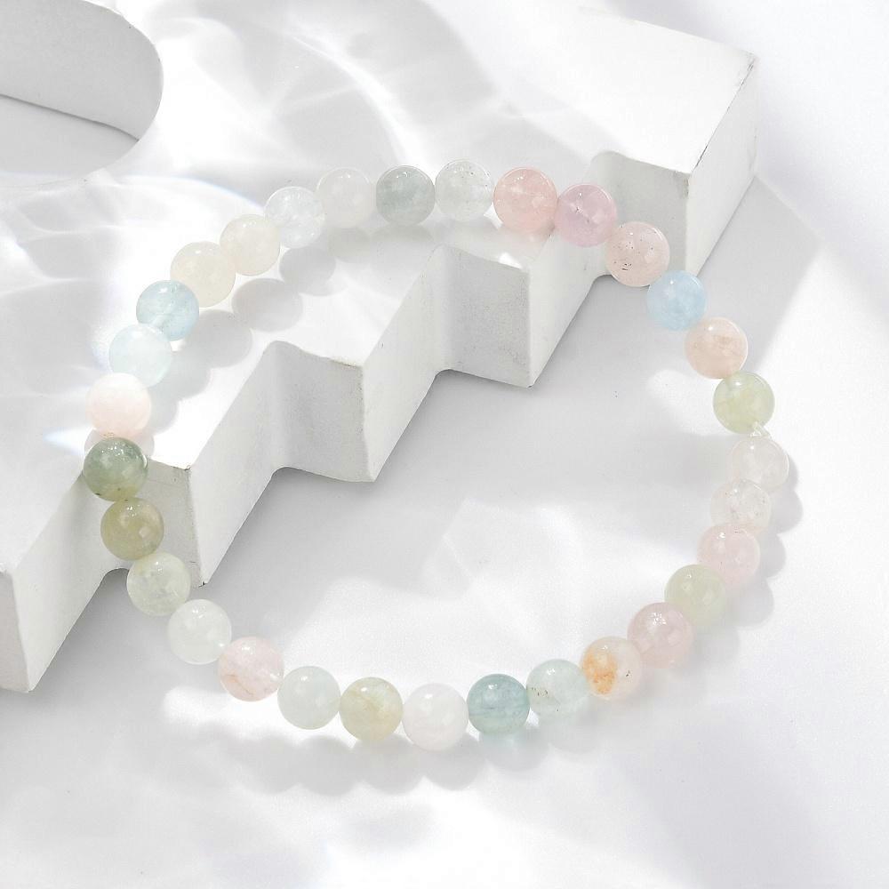 5pcs  Morganite Stretch Bracelets Round 2-1/8 inch(5.5cm)