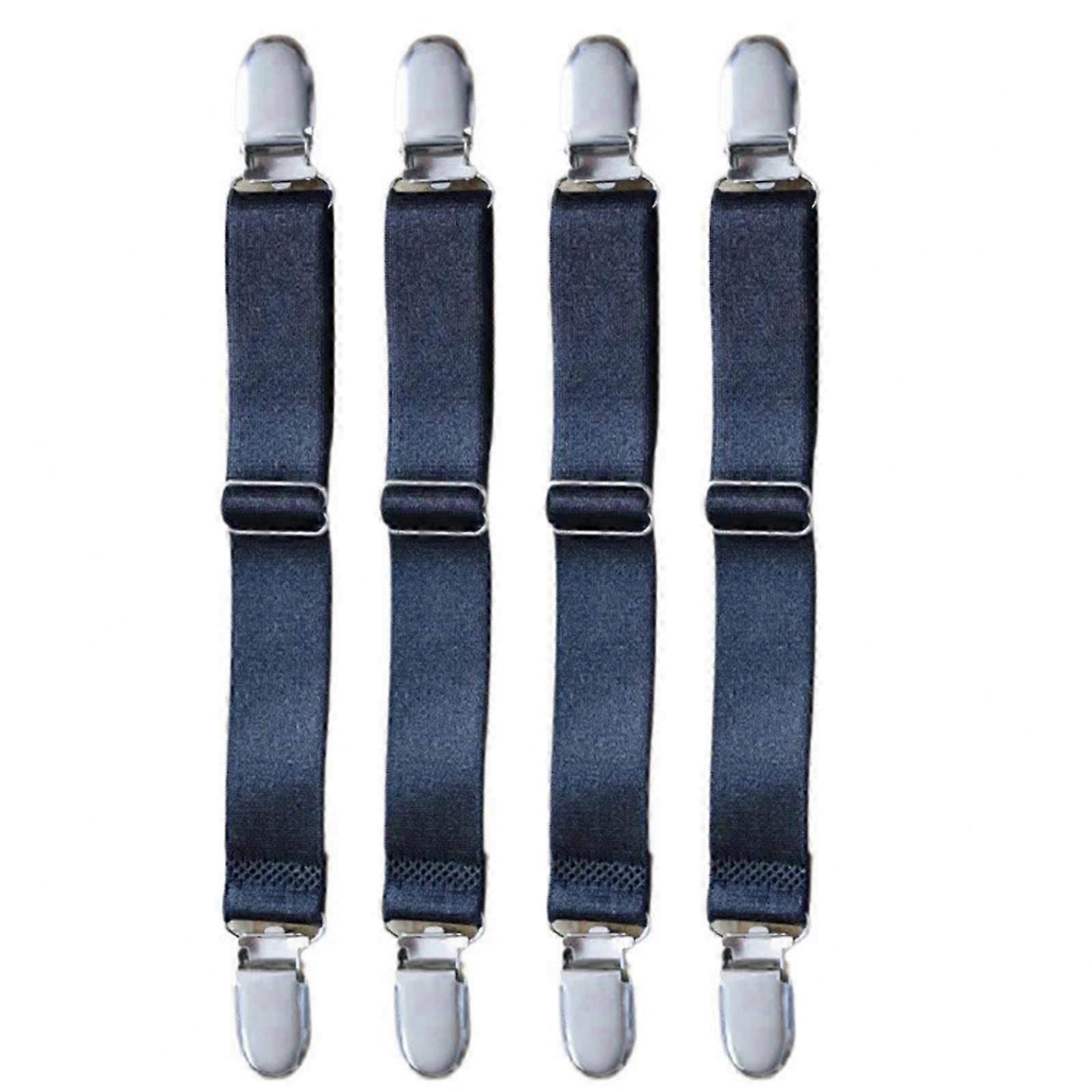 Secure Mattress Sheets and Blankets 4pcs Adjustable Elastic Straps, White