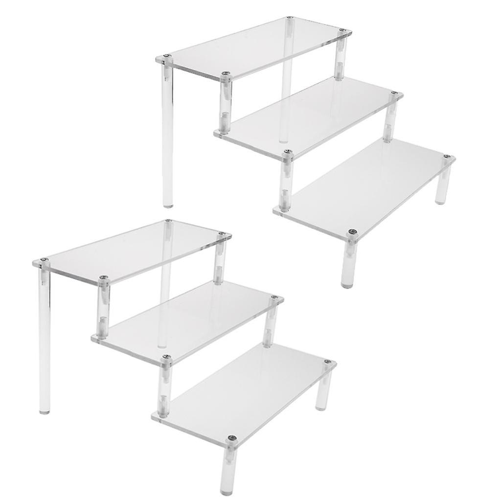 2PCS Cosmetics Storage Rack Figure Display Shelf Step Shelf Organizer 3-Tier