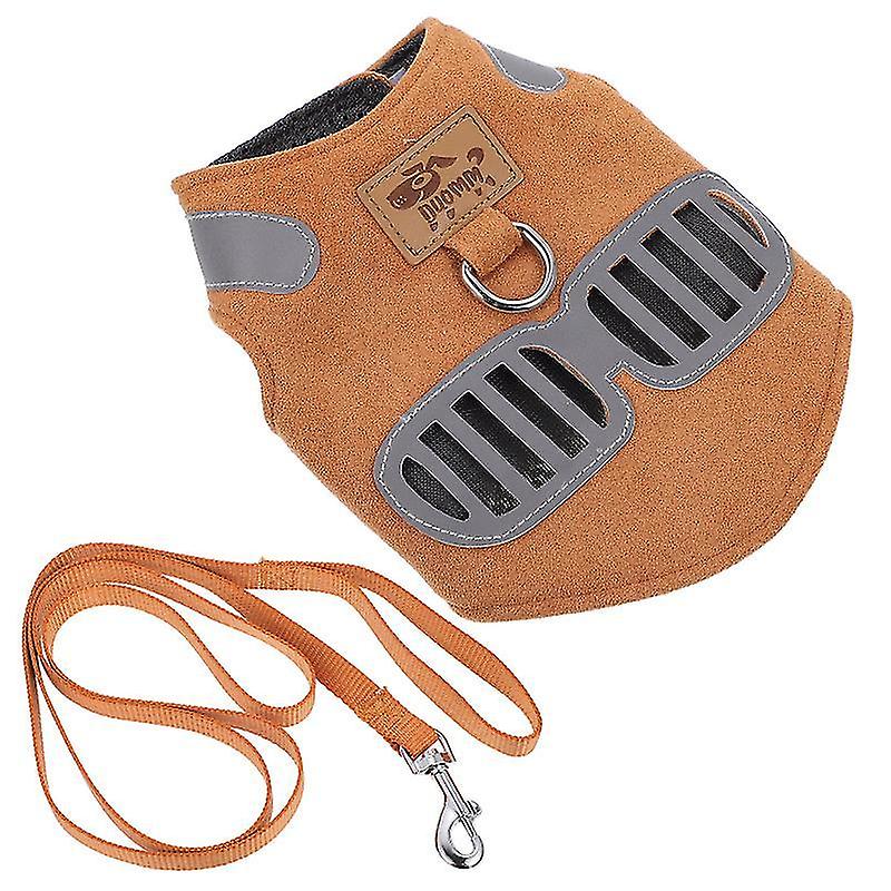 24X150cm Light Brown Pet Leashes 1 Set Breathable Adjustable Pet Harness Personalized Dog Cat Harnes