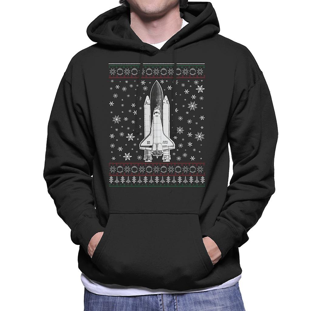 NASA Challenger Shuttle Christmas Knit Pattern Men's Hooded Sweatshirt