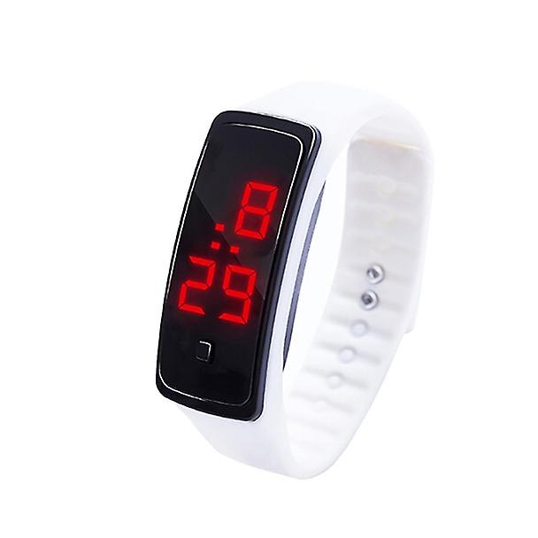 LED Digital Display Silicone Children ectronic Watch White