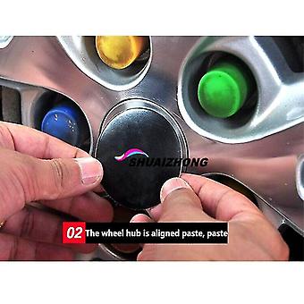 3D Silicone Hub Cap Stickers – Alloy Wheel Decals – A 7256, Black, 4-Pack