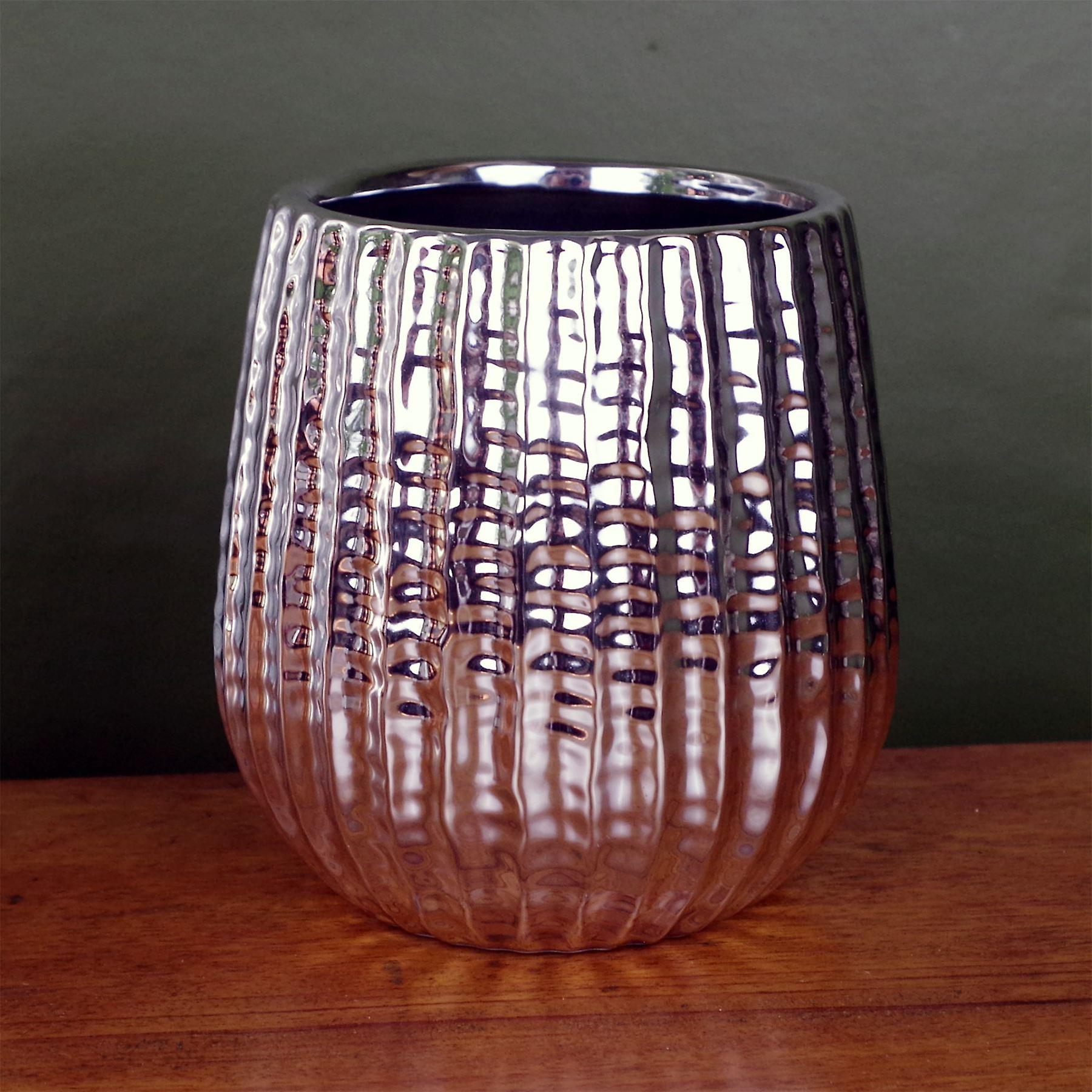 Silver Ceramic Planter  Plant Pot