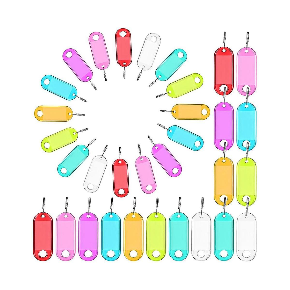 200 Pieces Key Tags Double Sided ID Keychain Tag Key Tags Identifiers Key Labels with Ring Flexible