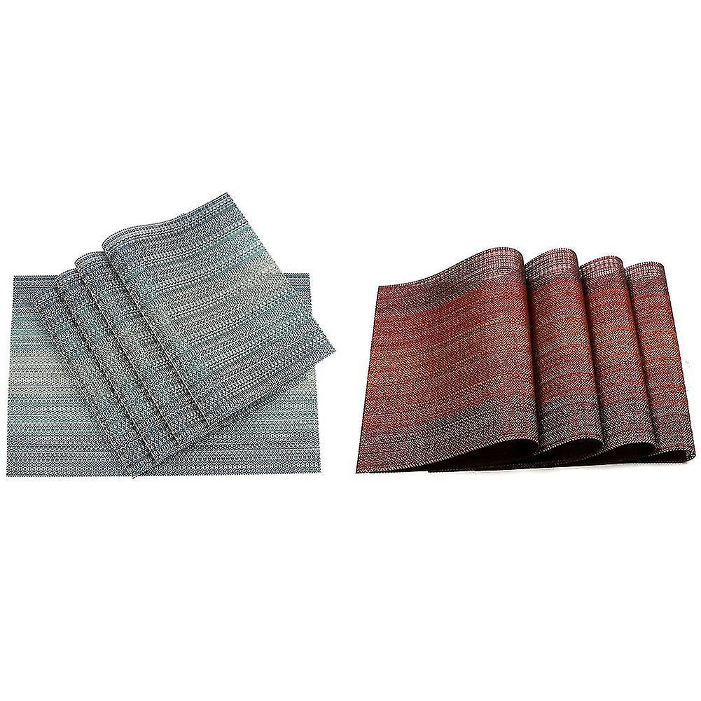 Placemats Set Of 4 Weave Woven Vinyl Placemat (red)