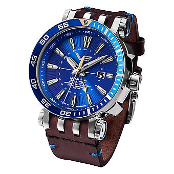 Energi gmt japansk automatisk analog herreklokke med kunstig skinnarmbånd NH34-575A716