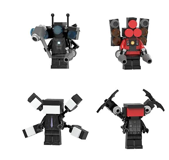 4PC مجموعة البسيطة Skibidi كتل المرحاض لعبة أنيمي لعبة عمل شخصيات بناء الطوب اللعب هدية