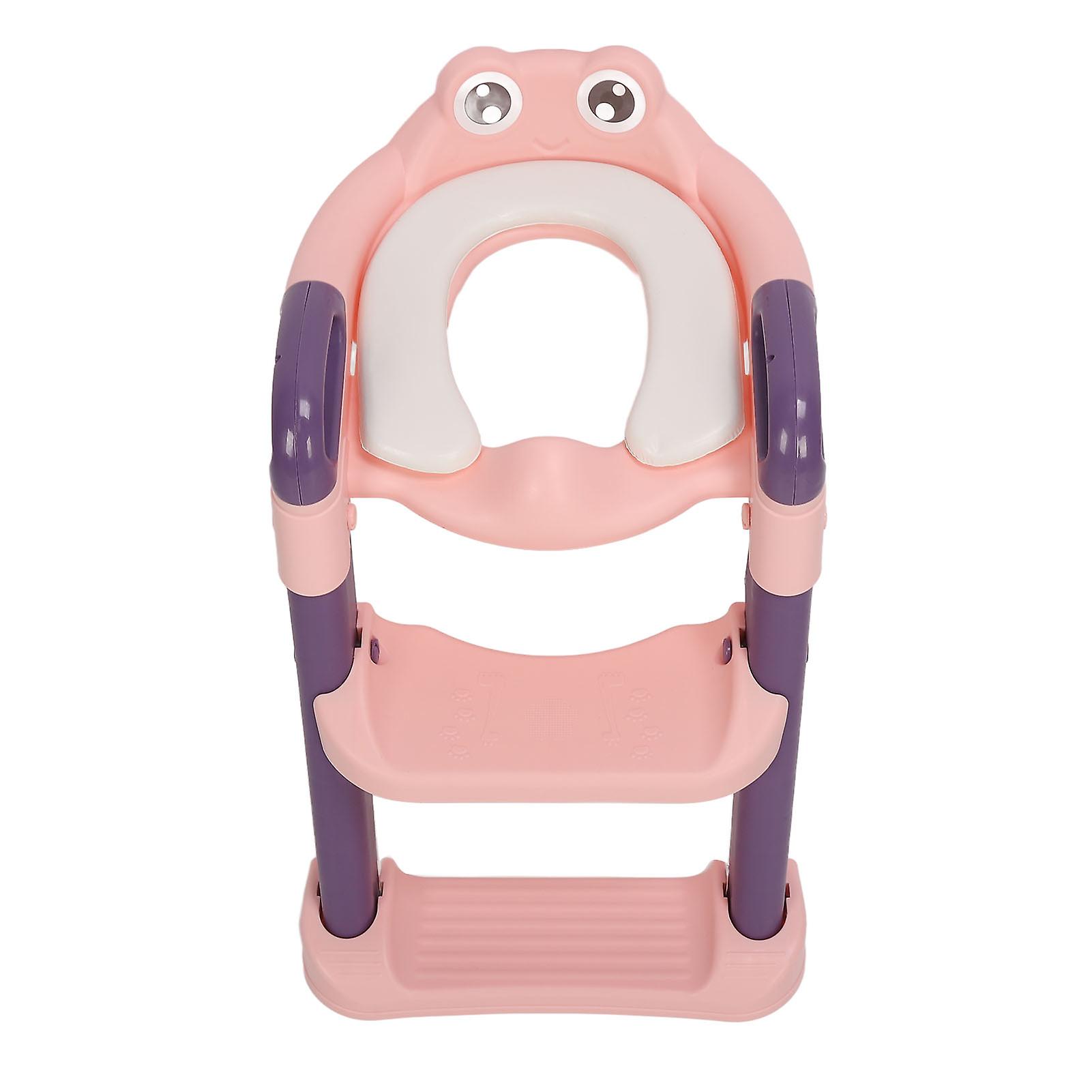 儿童如厕训练座椅可折叠防止滑倒婴儿马桶便盆座椅带踏脚凳梯粉色