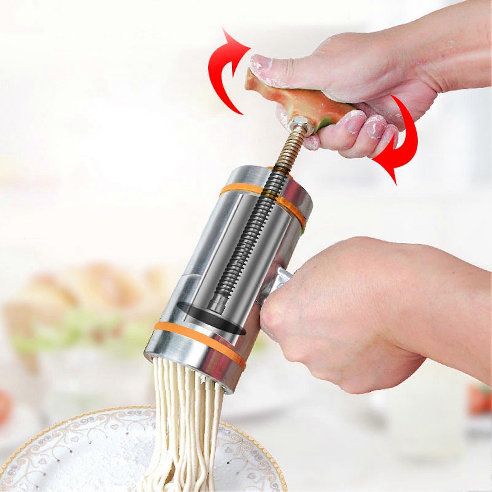 Noddles Presser Household Manual Stainless Steel Hand Crank Pasta Maker Portable Pasta Maker Making Machine with 7 Molds Fruit Juicer Squeezer