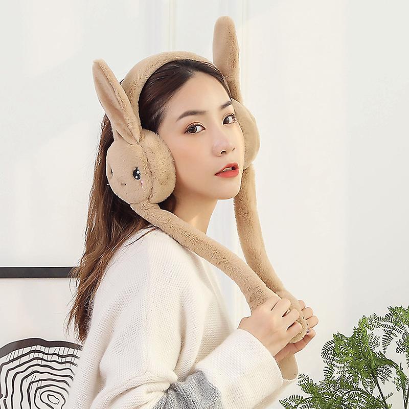 Winter Cute Rabbit Ears Shape Earmuffs for Women Warm and Anti-freezes Movable Ear Cover New