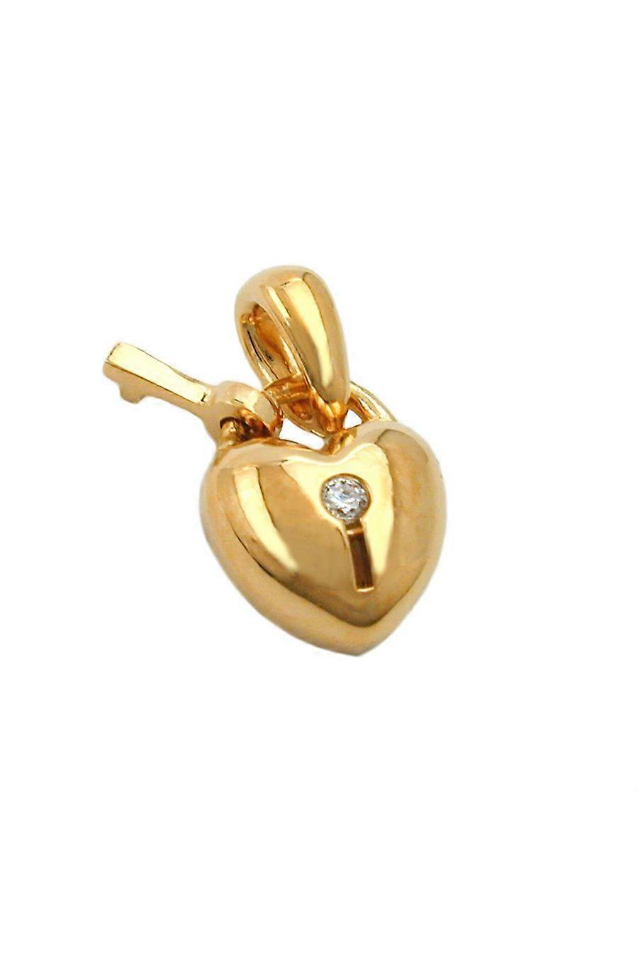 Pendant Heart Lock With Key Zirconia 3 Micron Gold-plated - Gl30251