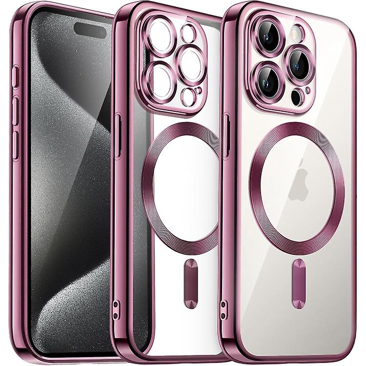 For iPhone 15 Plus Magsafe Magnetic Transparent Electroplated TPU Phone Case