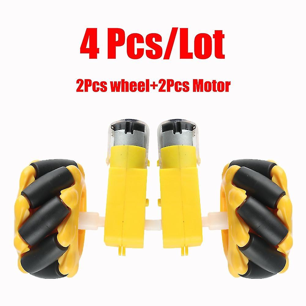 4pcs/lot Diy Smart Robot Car Parts Two 60mm Tt Motor Omni Directional Mecanum Wheel For Arduino