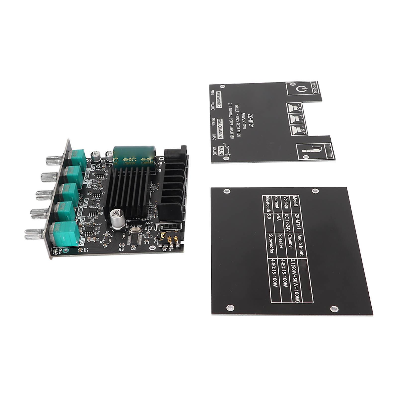 ZK MT21 Bluetooth Power Amplifier Board 2.1 Channel DC 12V‑24V Sound Power Amplifier Module for 20‑100W 4‑8Ω Speaker 