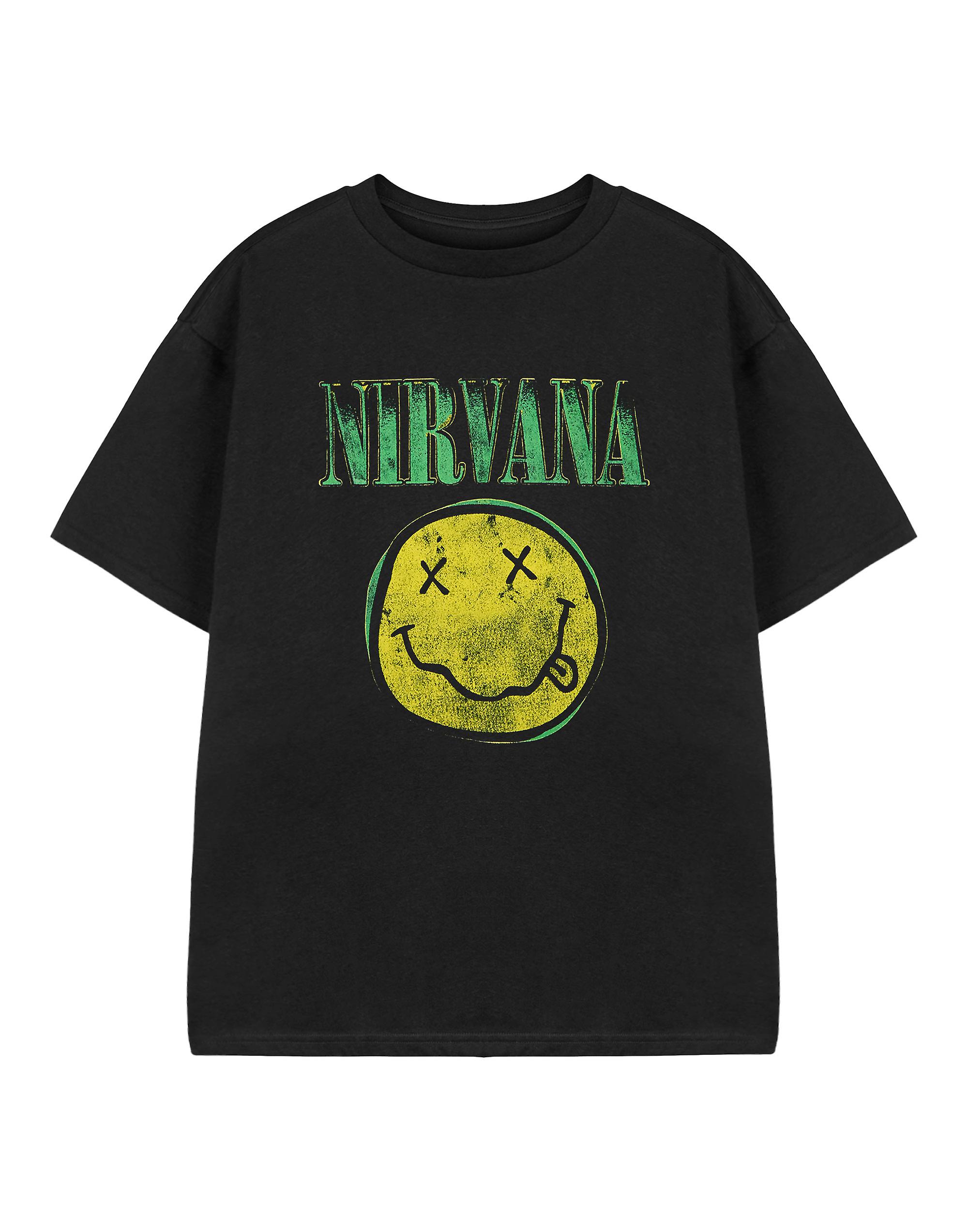Nirvana 男女同款儿童短袖 T 恤 黑色 黄色 Logo