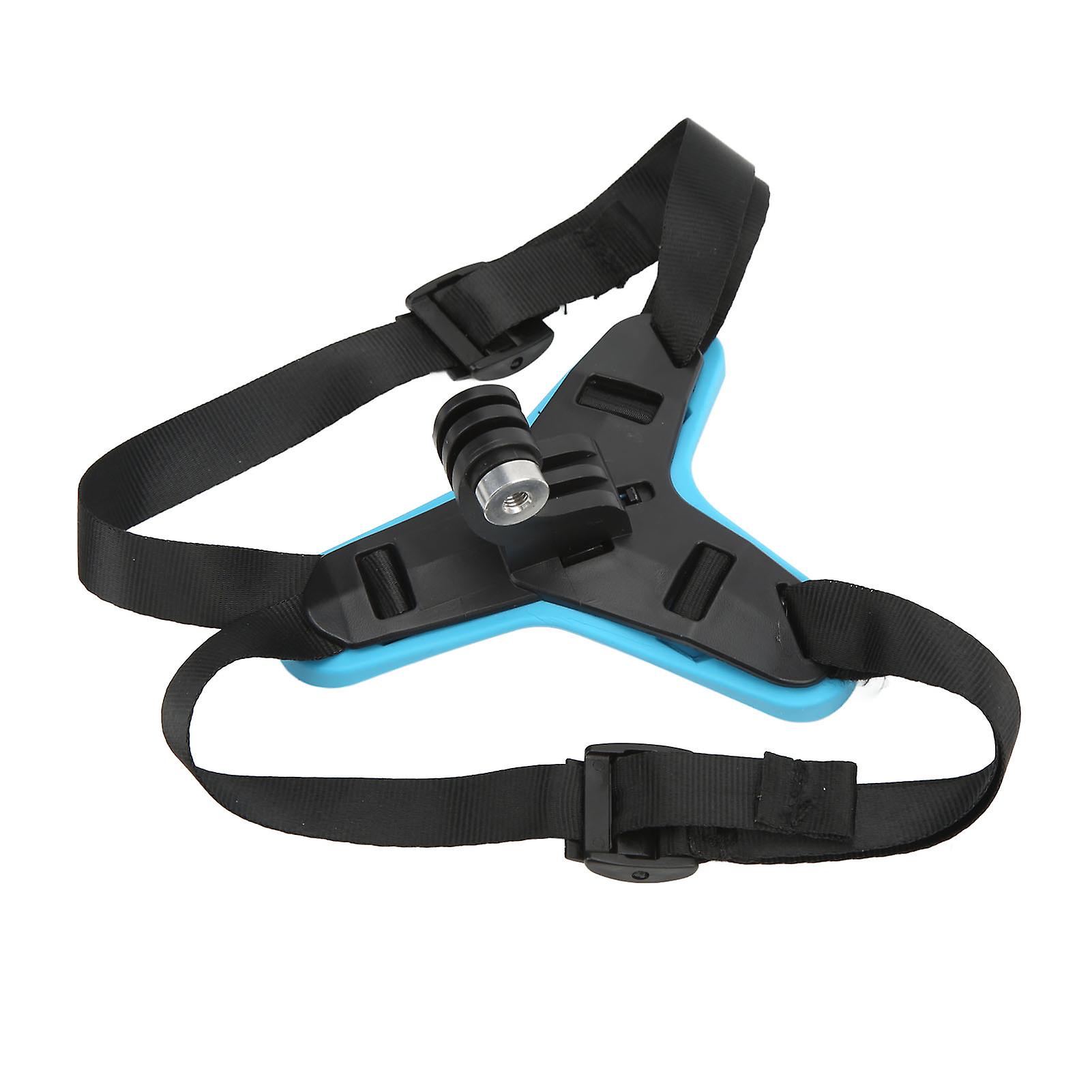 Helmet Chin Mount Adjustable Strap Prevent Slip Motorcycle Helmet Camera Bracket for Hero 7 6 5 Blue 