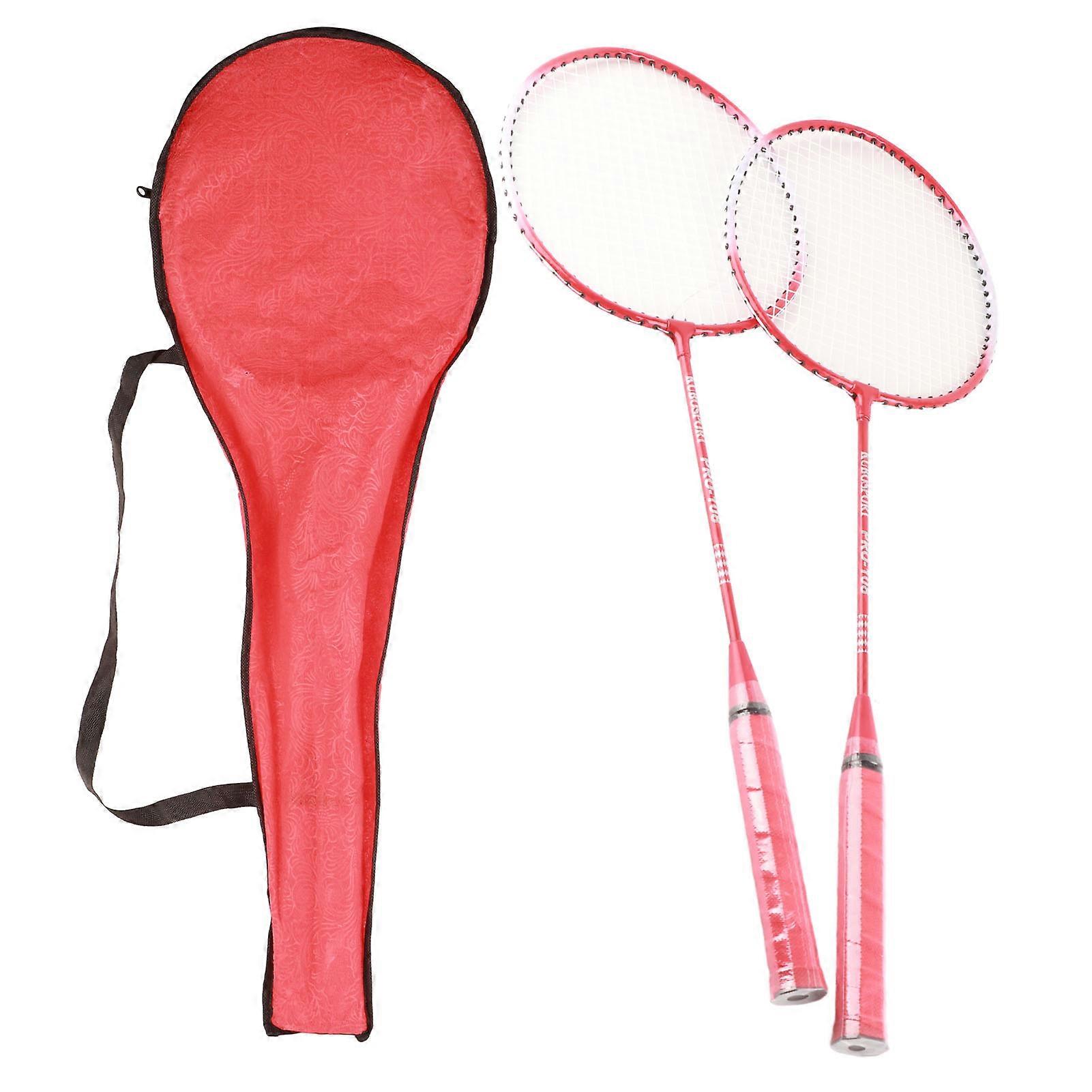 Badminton Racket 2 Player Super Light Split Handle Iron Alloy Badminton Racket Set For Beginner Children Red