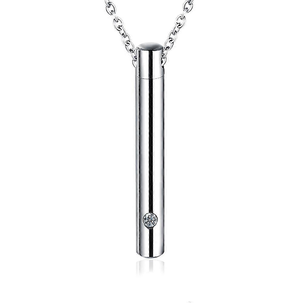 Cilindro Pet Cremazione Urne Collana Acciaio inossidabile Cenere Memorial Container Holder Bianco K