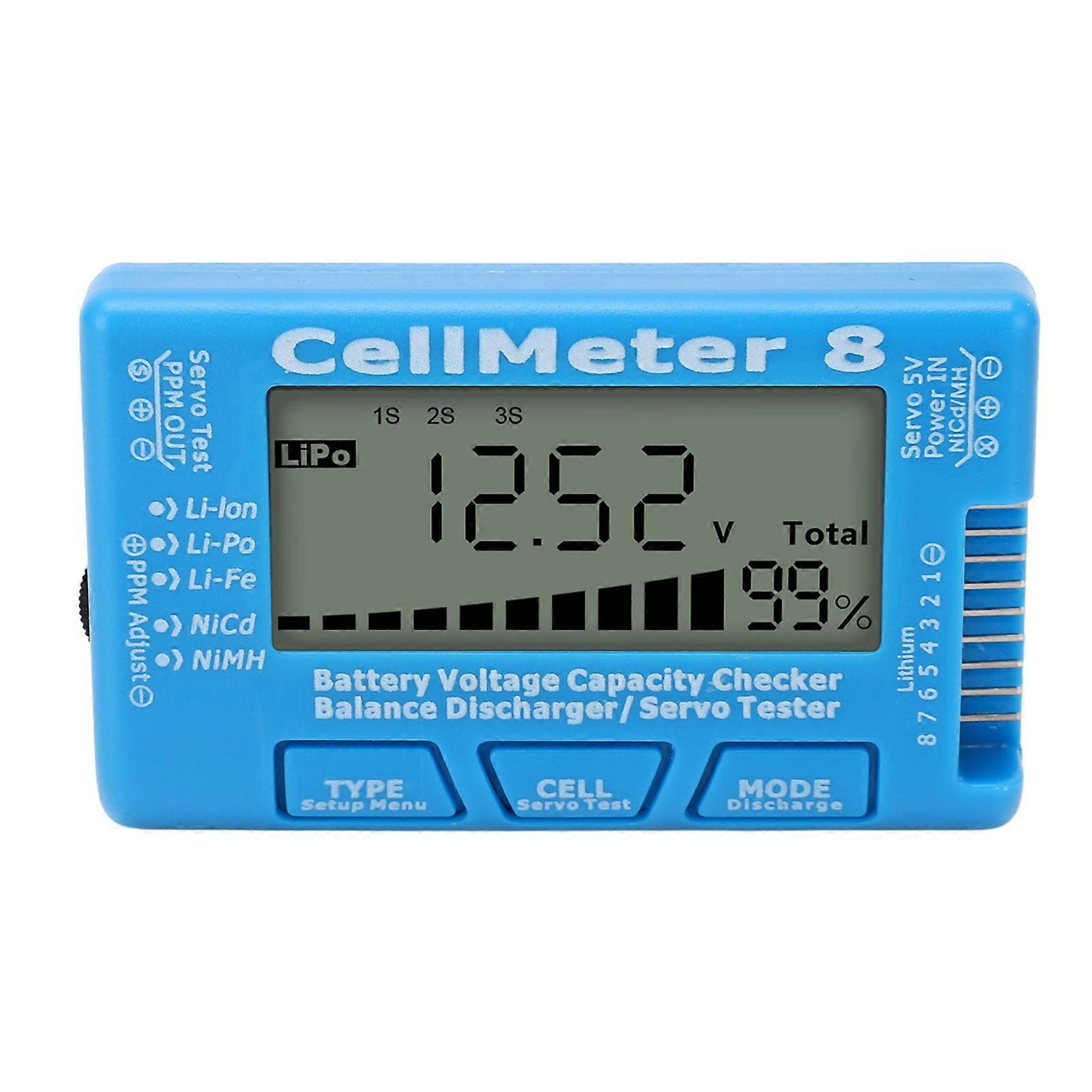 Digital Battery Capacity Checker Tester Detector Battery Balance Discharger Servo Tester for LiPo Blue