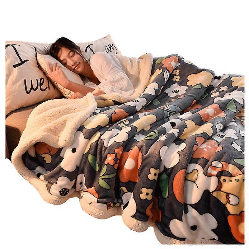 Duplex Felt Quilt Winter Thicken Thermal Coral Fleece Nap Blanket Flange Sofa Cover Single