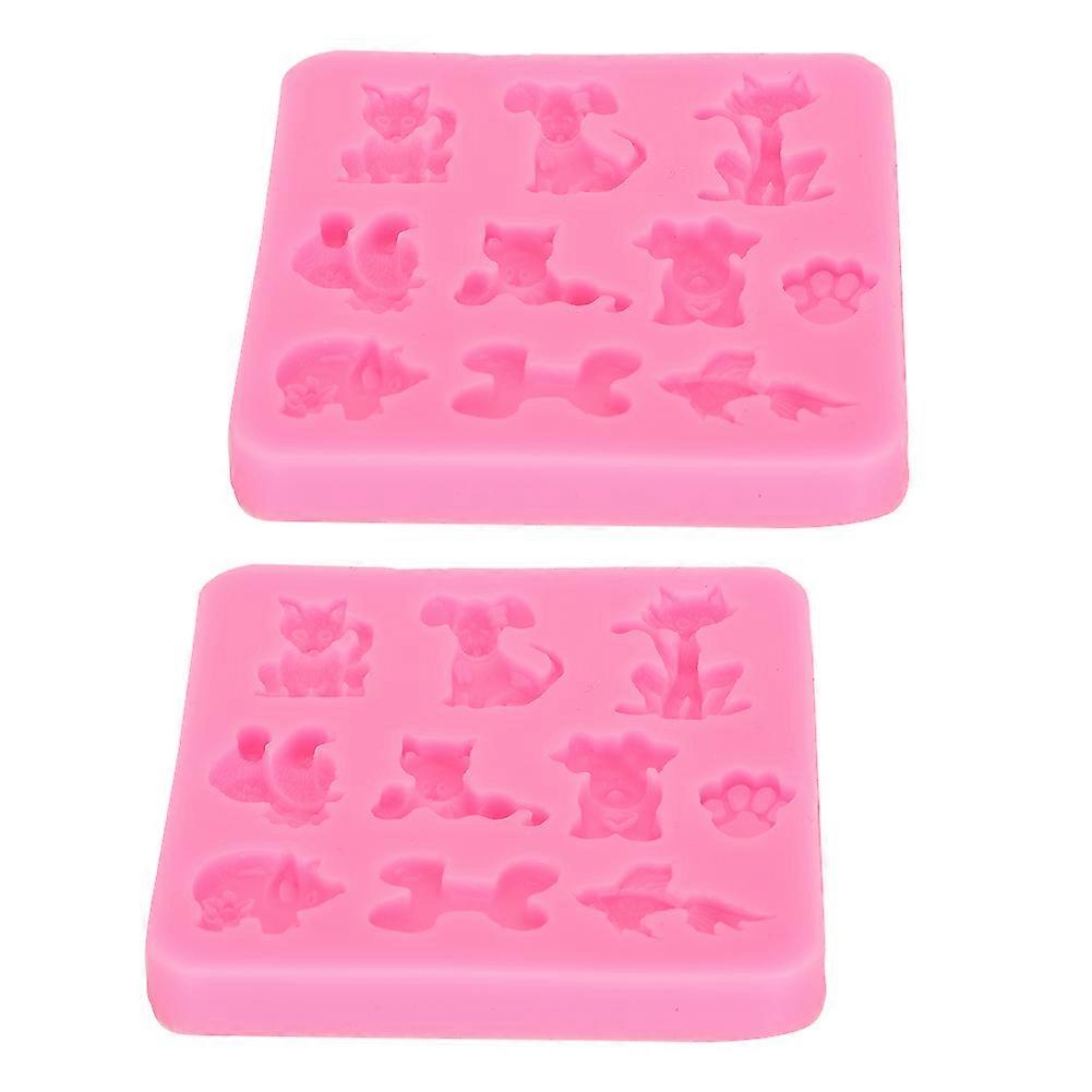 قالب سيليكون مكون من قطعتين، أداة يدوية الصنع على شكل حيوانات كرتونية، مقاومة لدرجات الحرارة العالية (وردي)