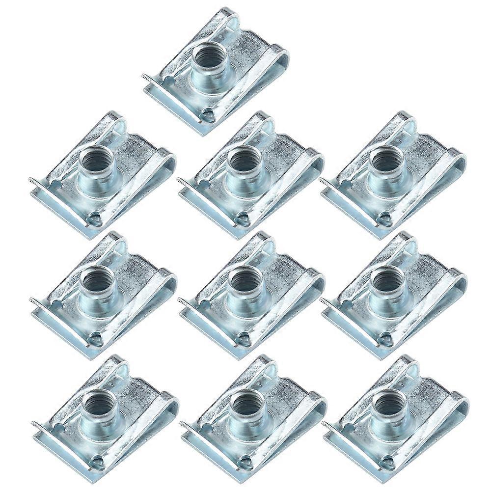 10pcs M5 Motorcycle Fairing Bodywork Panel U Clips Manganese Steel Spire U Clip U Nut Fasteners (Silver)