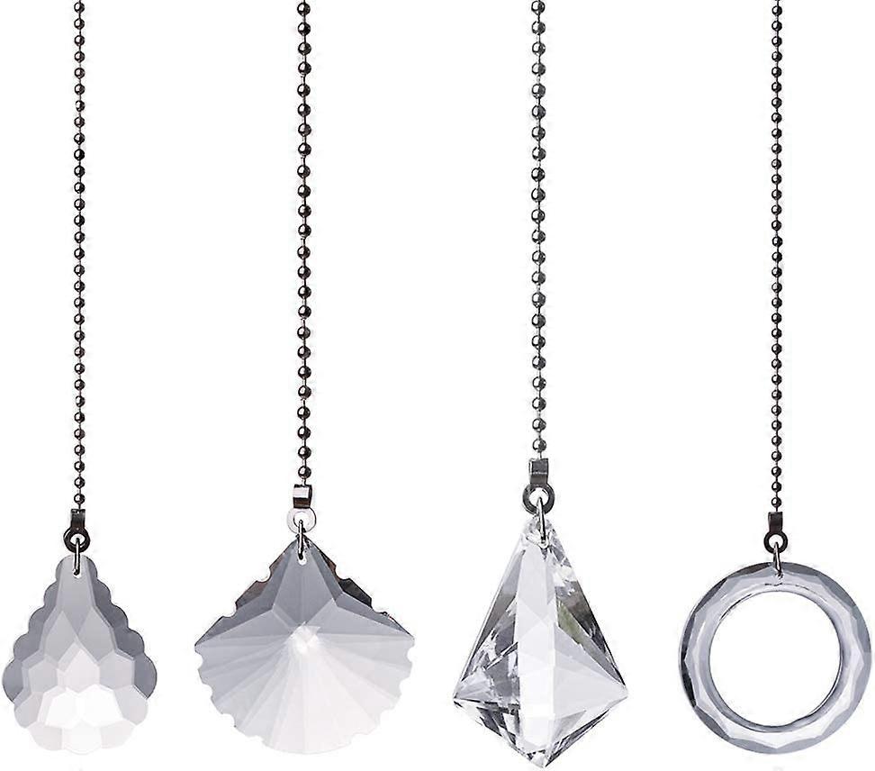 4pcs Clear Crystal Pull Chain Extension with Connector, Ceiling Light Fan Chain