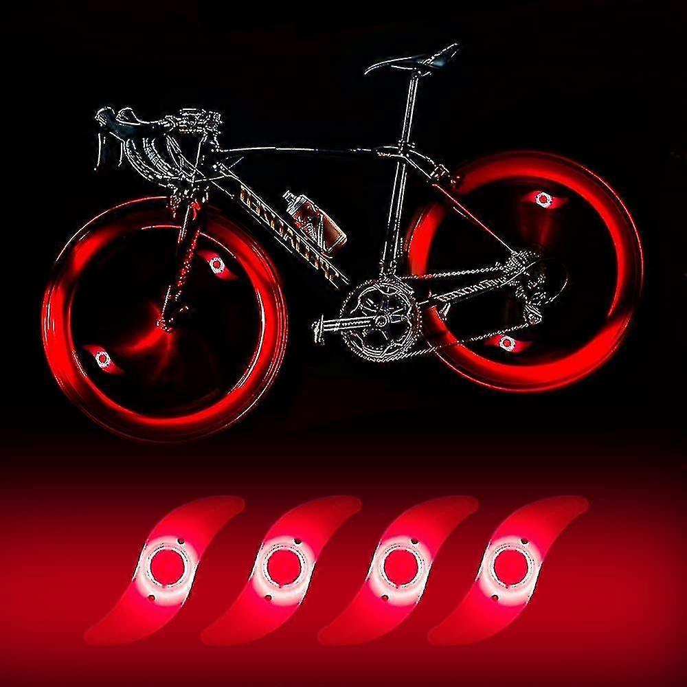 4 x led-pyörän pyörän valo, vedenpitävä led-pyörän pyörän valo, jossa on 3 vilkkuvaa tilaa Led-pyörän pyörän lamppu aikuis- ja lastenpyörälle - punainen