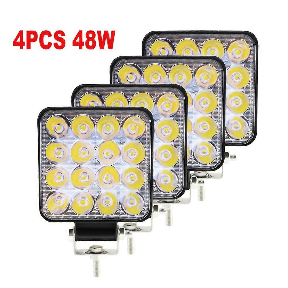 2/4 قطعة 16 LED 48W LED ضوء العمل بار ساحة أضواء كاشفة 12 فولت 24 فولت الطرق الوعرة LED ضوء بار للشاحنة على الطرق الوعرة 4X4 4WD سيارة SUV ATV ضوء