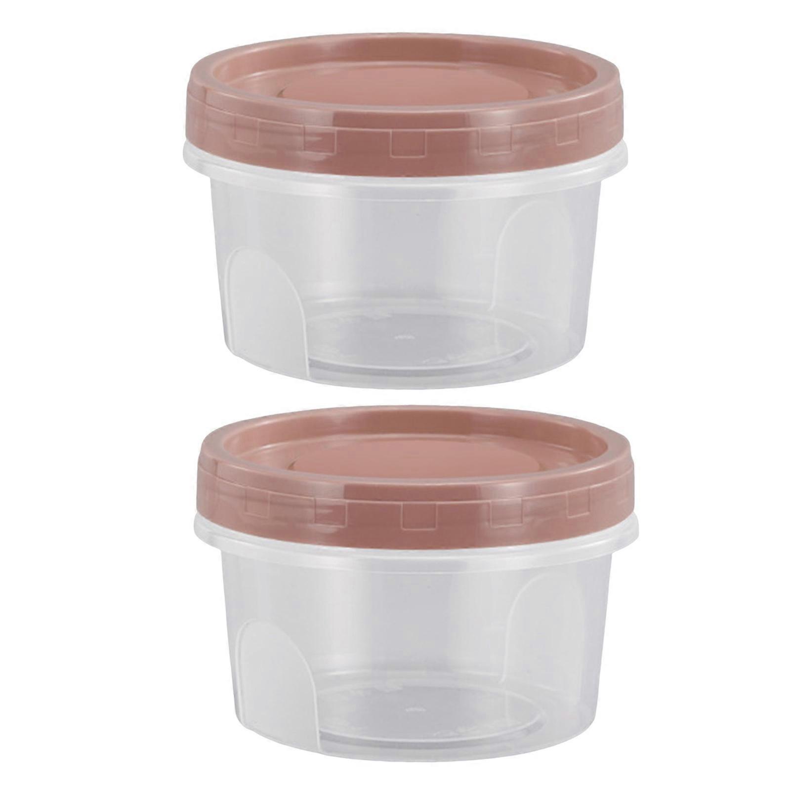2Pcs Airtight Freezer Containers Set with Twist Top Lids 400/500/700ml BPA-Free Sealed Crisper Box for Kitchen Meal Prep Leak-Proof Round Container